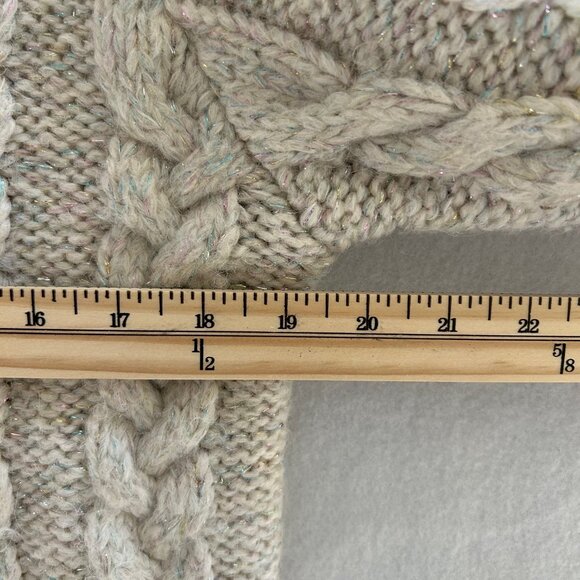 ZARA Cable Knit Cardigan Sweater SZL Cream Sparkle Threads Gem Button Chunky - Picture 8 of 11